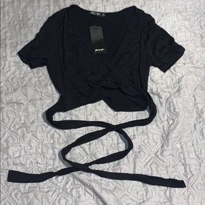 Black nasty gal cropped wrap around tee